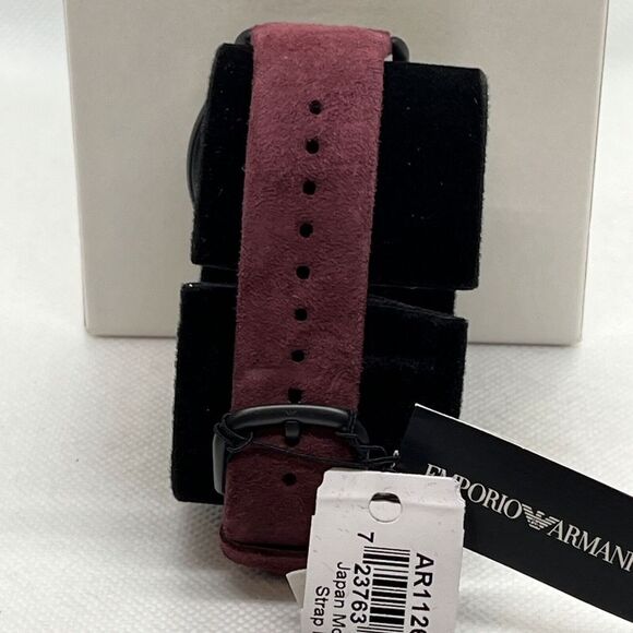 Emperio Armani AR11265 Men Burgundy Leather Analog Dial Quartz Wrist Watch JMB30 - Picture 6 of 12
